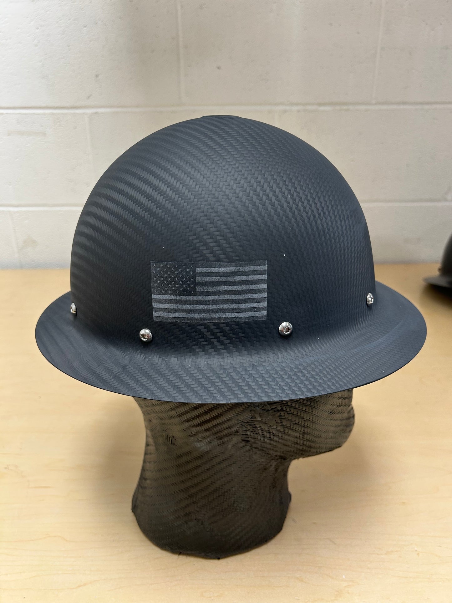 Cosmetic Blemish,MATTE, FULL BRIM Hard Hat WITH RWB FLAG