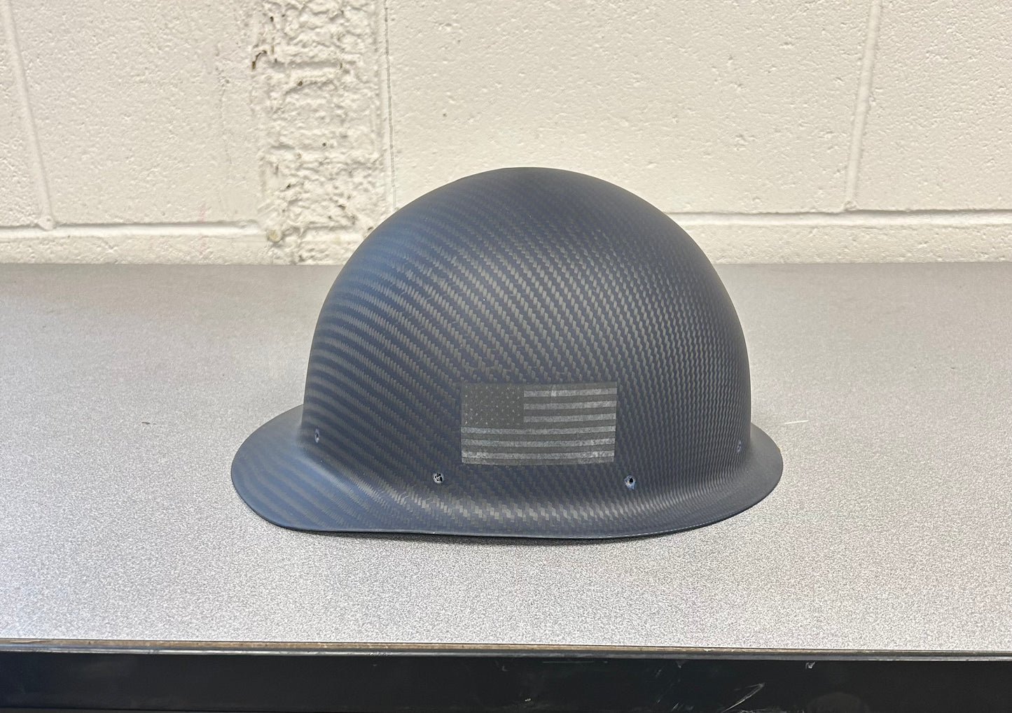 CC™ Carbon/Kevlar® Blue Hard Hat : Cap Style MATTE WITH BW FLAG