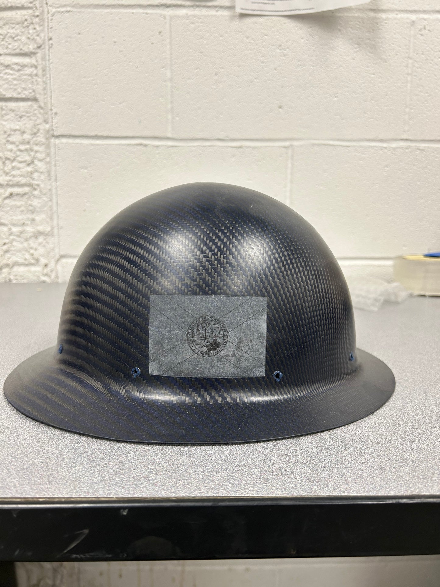 Cosmetic Blemish BLUE  Semi Gloss,  FULL BRIM HARD HAT WITH RWB & FLORIDA FLAG