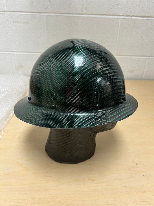 GREEN REFLECTION Carbon/Kevlar Hard Hat: Full Brim