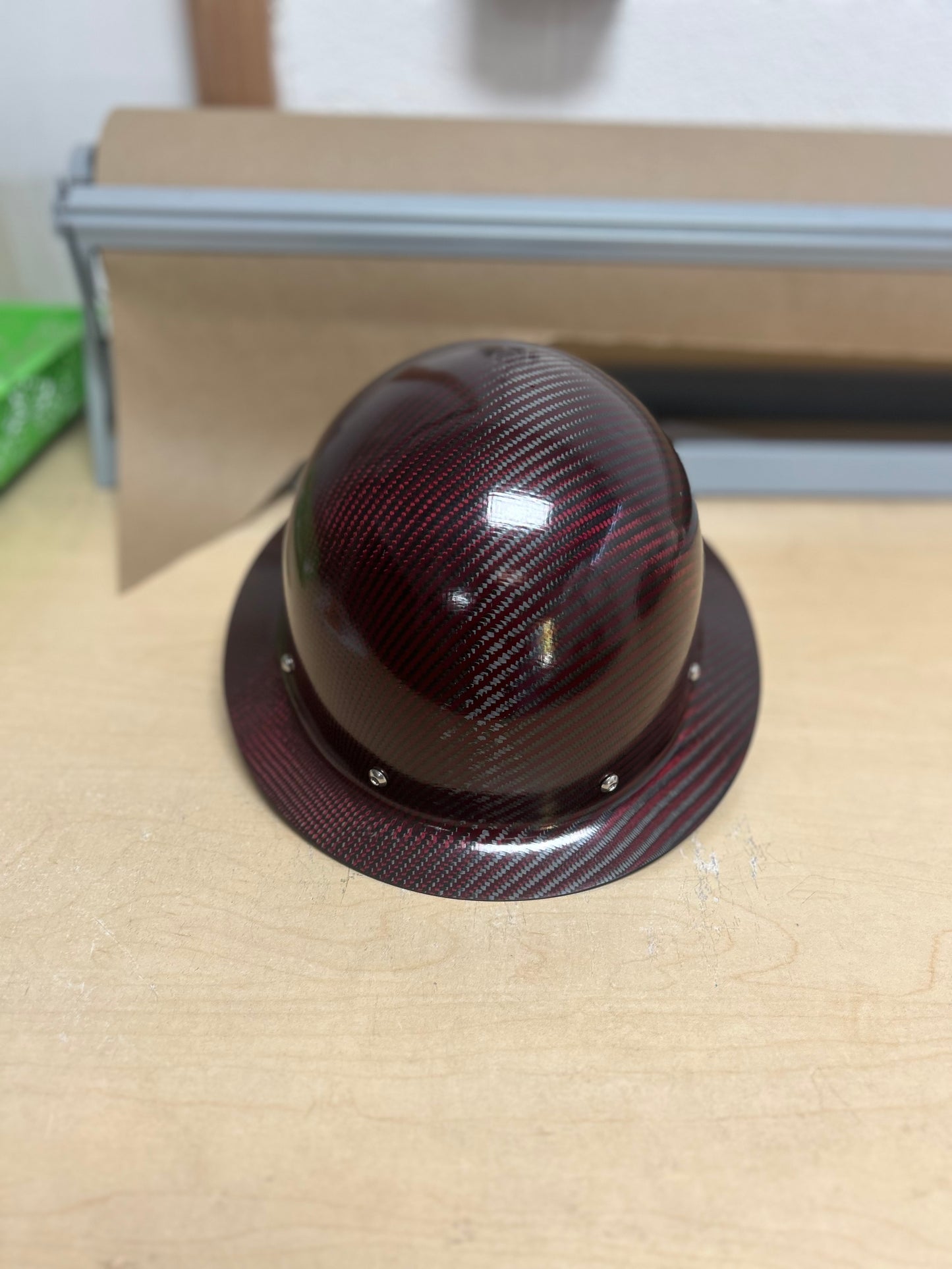 Cosmetic Blemish, SEMI-GLOSS RED FULL BRIM, Hard Hat