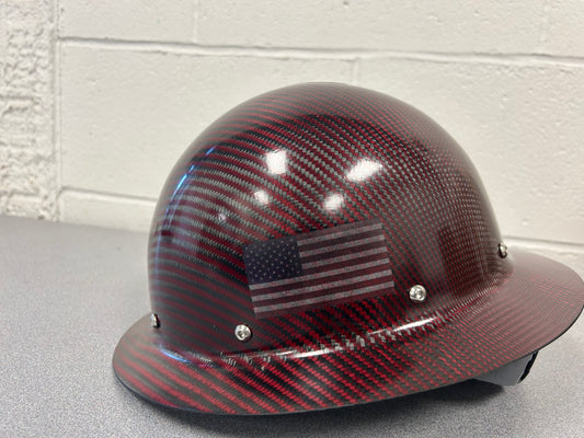 Cosmetic Blemish, RED Semi Gloss,  FULL BRIM Hard Hat